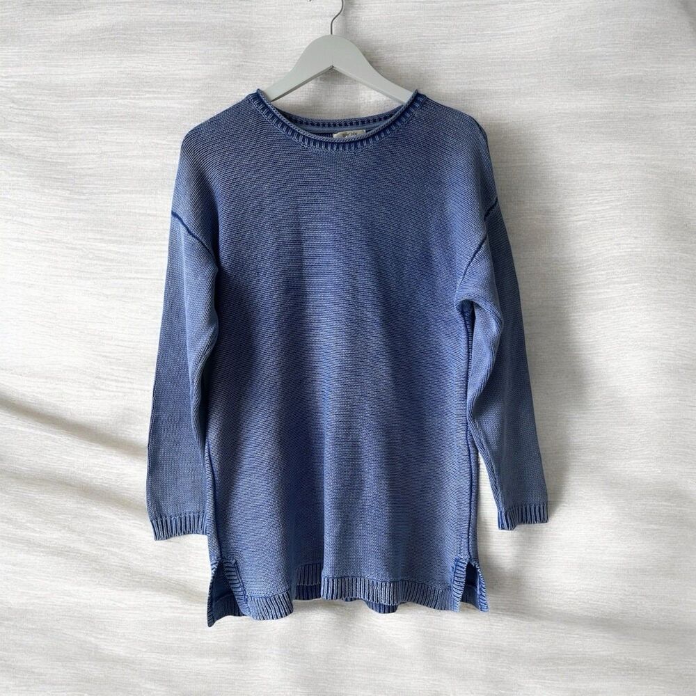Tyler Boe Sweater Blue Mineral Wash Size L Wardrobe Staple Fall Winter Cotton